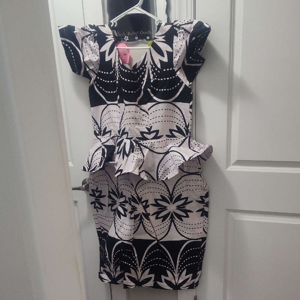 Black and White Peplum Dress